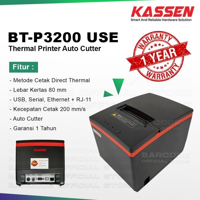 Kassen Bt-P3200 Use Printer Thermal 80 Mm Usb Serial Lan - Btp3200