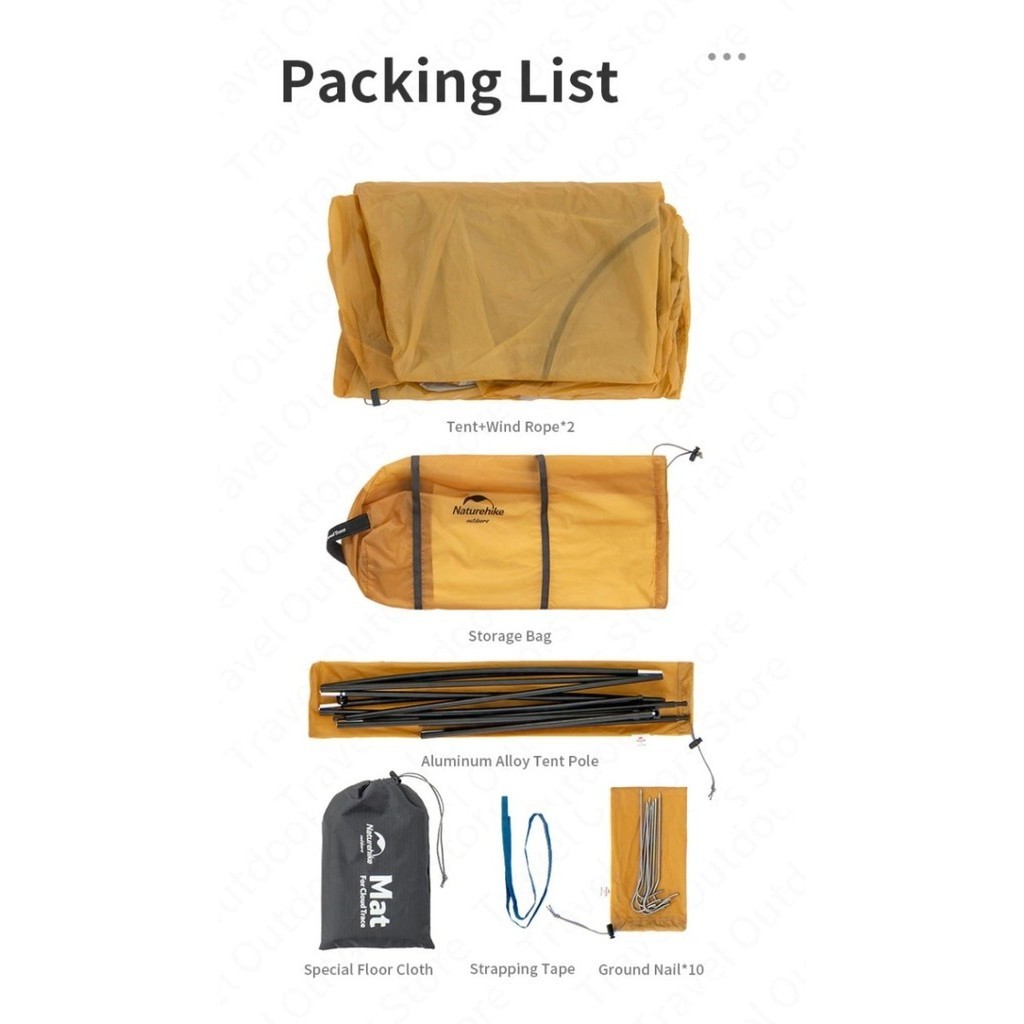 Tenda Cloud Trace Ultralight 1 Orang Camping Naturehike Nh21Zp003