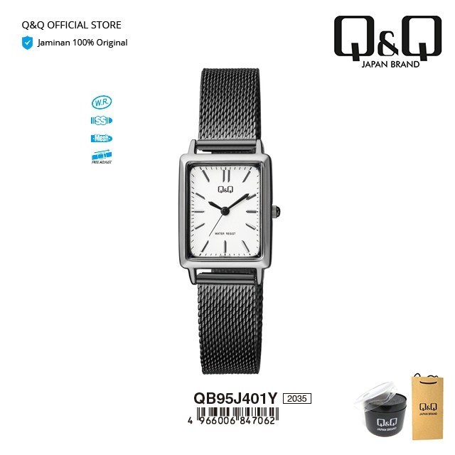 Q&Q Qnq Qq Original Jam Tangan Wanita Rantai Mesh Analog - Qb95 Qb95J