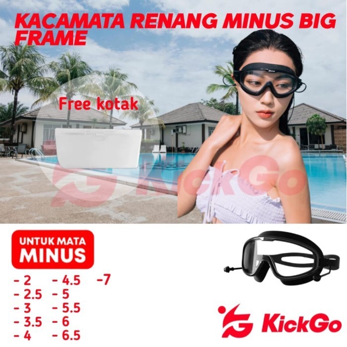 Kigo Kacamata Renang Bigframe Lensa Nus Dari -2.0 Sampai -7.0