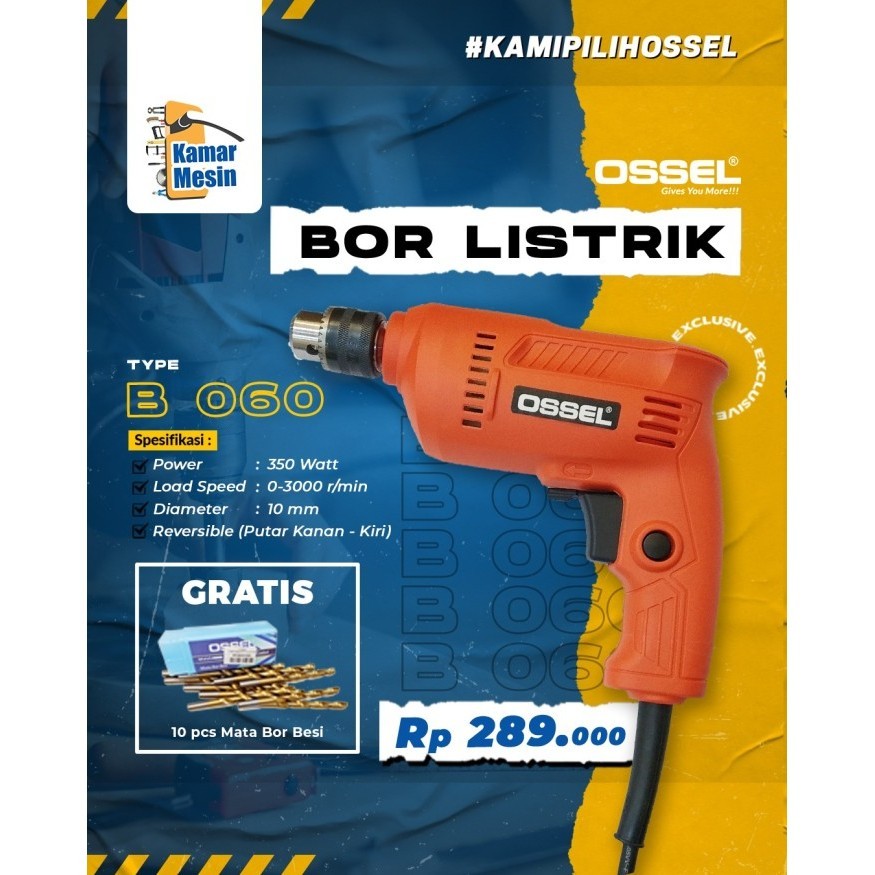 BOR LISTRIK 10MM B60 OSSEL BOR 10mm OSSEL BOR LISTRIK 10mm MAKTEC