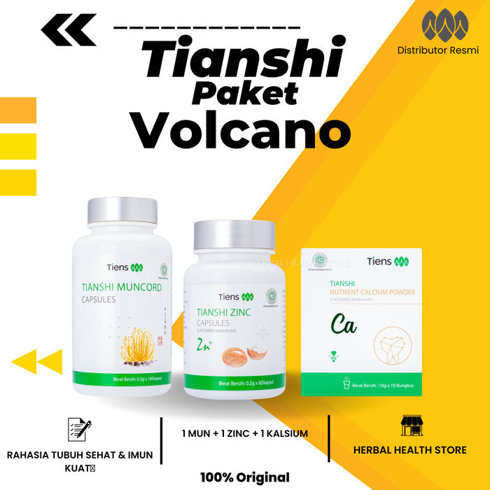 VOLCANO RESMI PAKET TIENS TIANSHI STAMINA PRIA ZINC MUNCORD CALCIUM