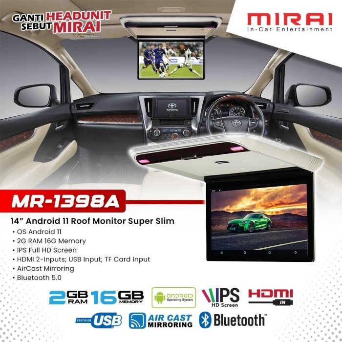 Roof Mount Monitor Mirai Mr-1398A (Android)