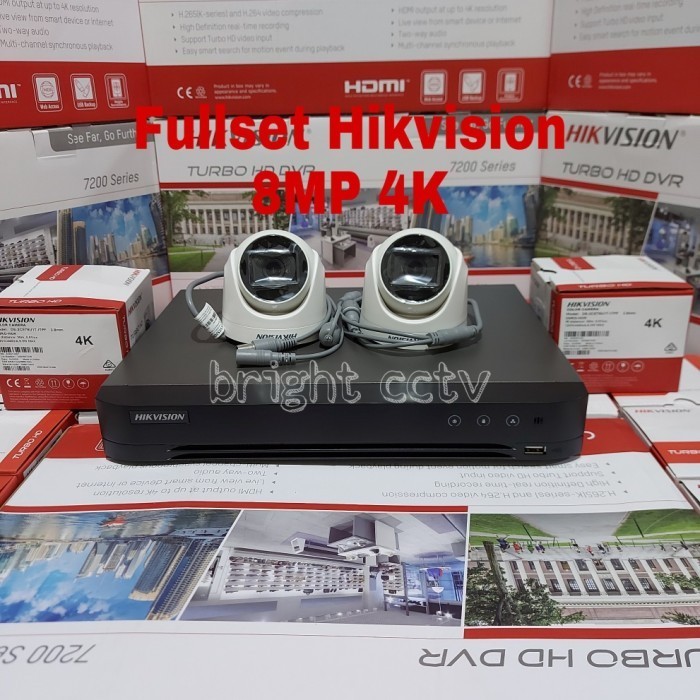 Paket Cctv Hikvision 8Mp 4 Channel 2 Camera