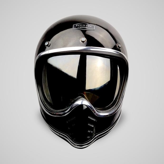 Helm Custom Classic MOTO 3 Hitam Glossy -  Fourtin Garage