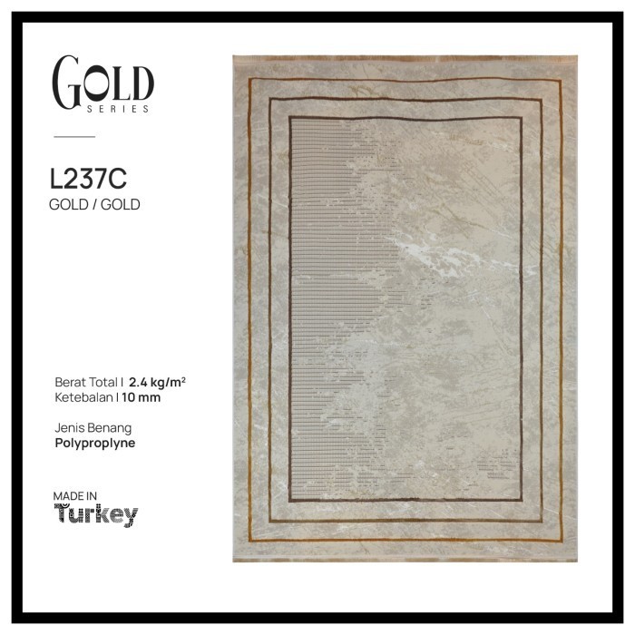 Karpet Permadani Klasik Minimalis Gold Impor Turki - 160X230 Cm