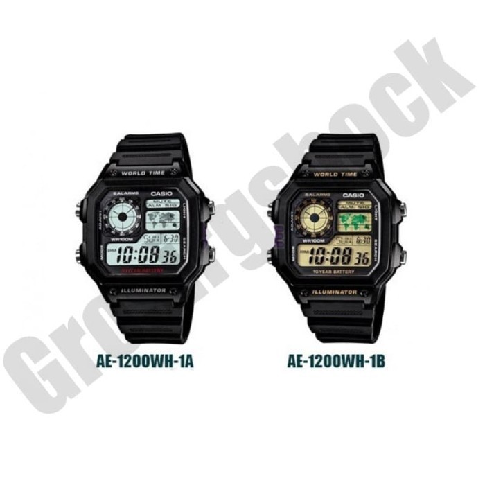 Casio Original Ae-1200Wh-1A / Ae1200Wh-1B Pria - Digital - Karet Hitam