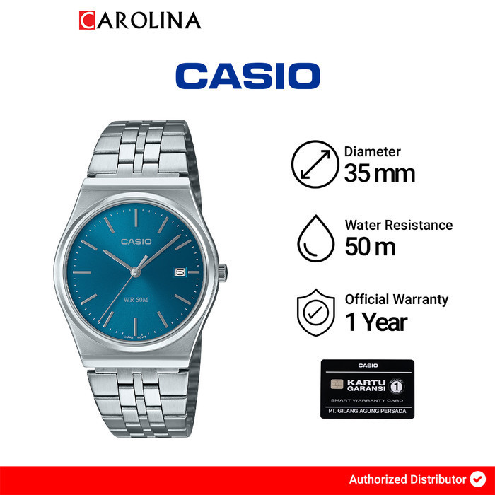 Jam Tangan Pria Casio General Mtp-B145D-2A2 50Wr Blue Dial Silver St