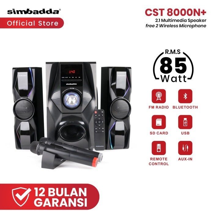 Speaker Bluetooth Simbadda Cst 8000N+ Subwoofer Mega Bass Power Led Di