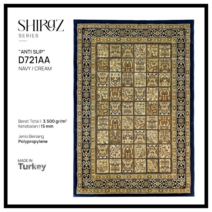 Karpet Shiraz Permadani Klasik Tebal Mewah Turki - 160X230 Cm