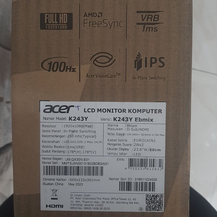 Acer Monitor 23.8 Inch K243Y