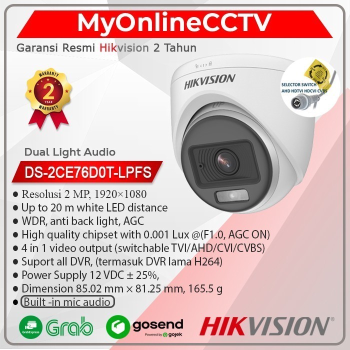 Paket Cctv 4 Channel 2Mp Hikvision Audio Lengkap Harddisk 1Tb 2Tb 4Tb