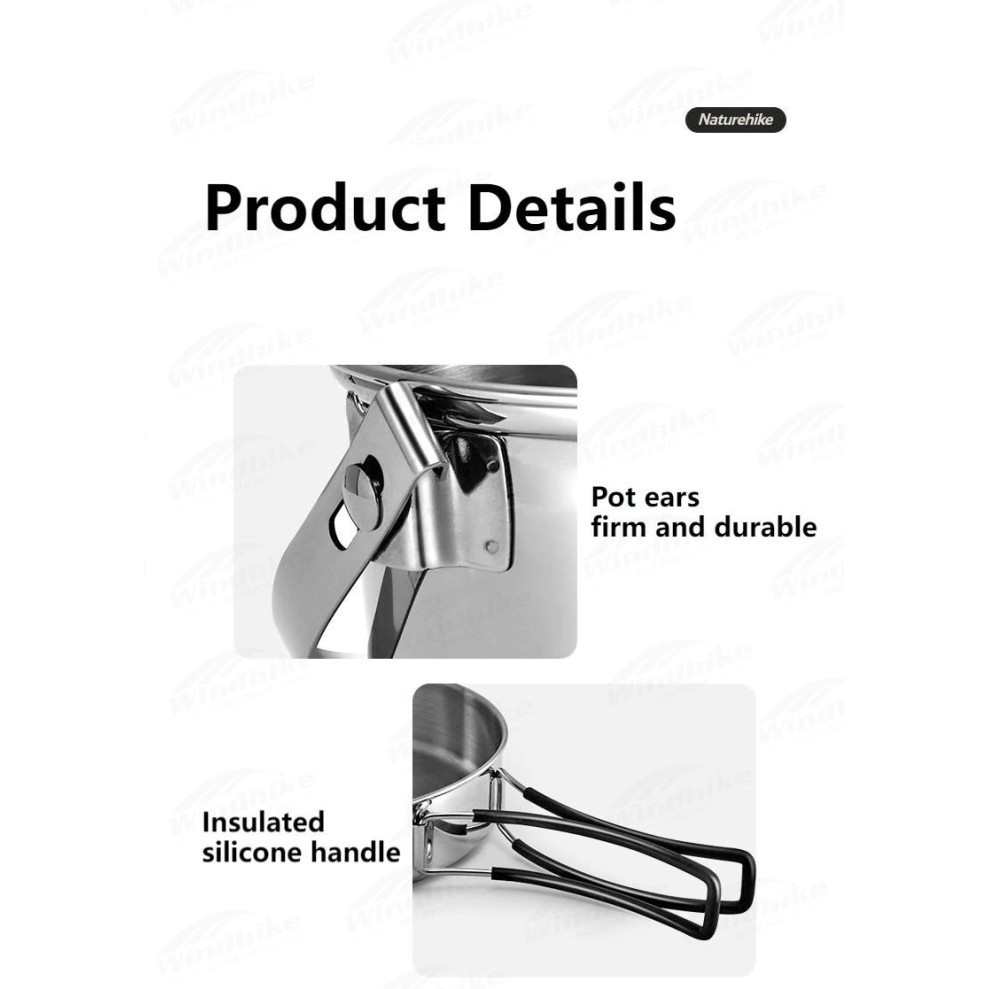 Cooking Set / Nesting / Panci Stainless Camping Naturehike Nh22Cj005 Termurah Terlaris Promo