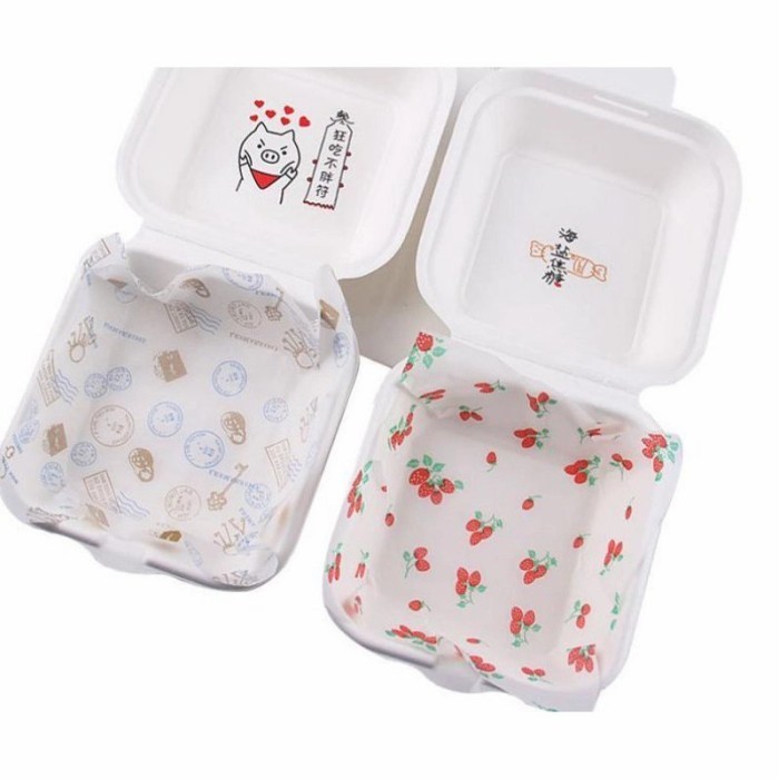 """] Wax Paper Kertas Baking Motif 18x18 CM Alas Kue Bento Korean Cake