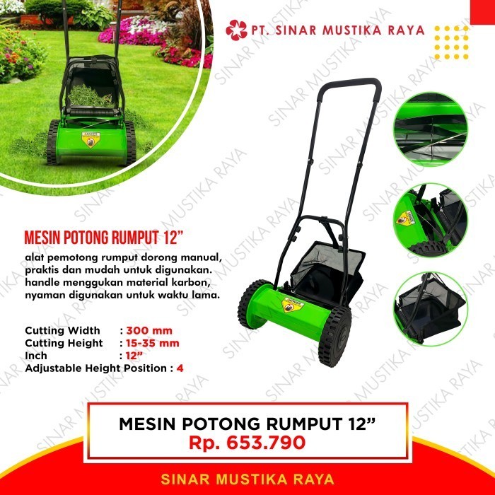 Mesin Potong Rumput Dorong Manual Mower 12" Mesin Pertanian Perkebunan