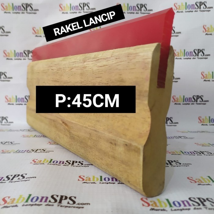 

Rakel Sablon Merah Lancip Besar 7X50Mm Set Gagang Kayu P. 45Cm