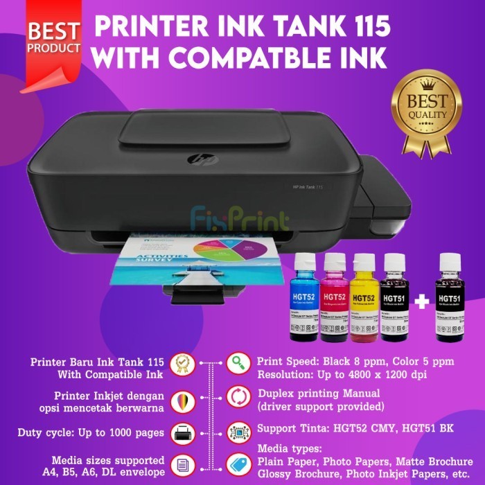 Printer Hp Smart Tank 520 All In One Printer Hp Ink Tank 115 Print