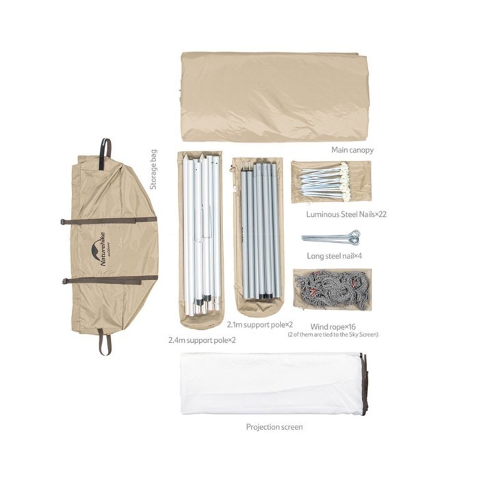 Tenda Kanopi Naturehike Nh20Tm008 Cloud Twin Canopy With Poles