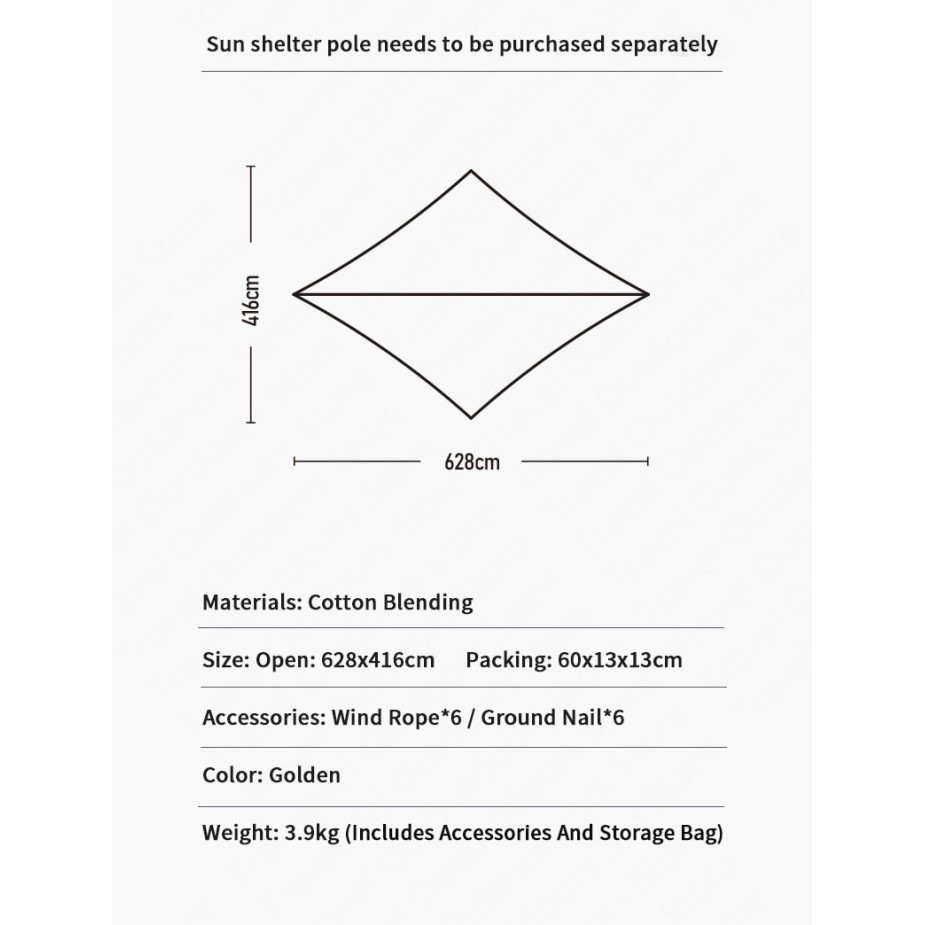 Cotton Tarp Naturehike Nh20Tm004 Flysheet Tenda Camping Glamping