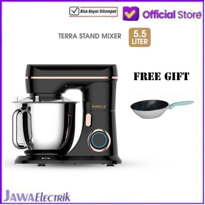 Ravelle Stand Mixer 5.5L Terra Electric Mixer - Platinum Black