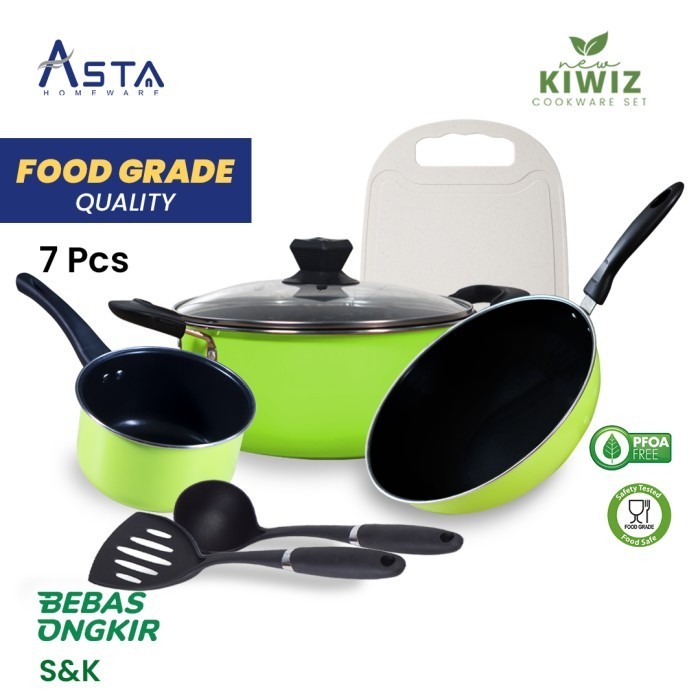 Asta Panci Set New Kiwiz Cookware Set 7 Pcs Anti Lengket 7Pcs