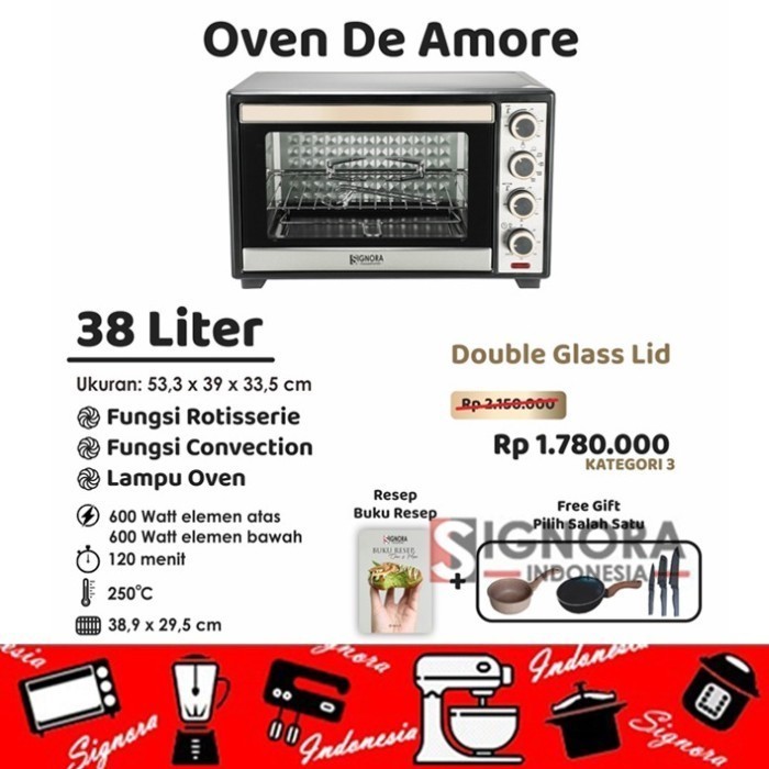 Signora De Amore Oven 38 Liter + Free Gift Termurah Terlaris Promo