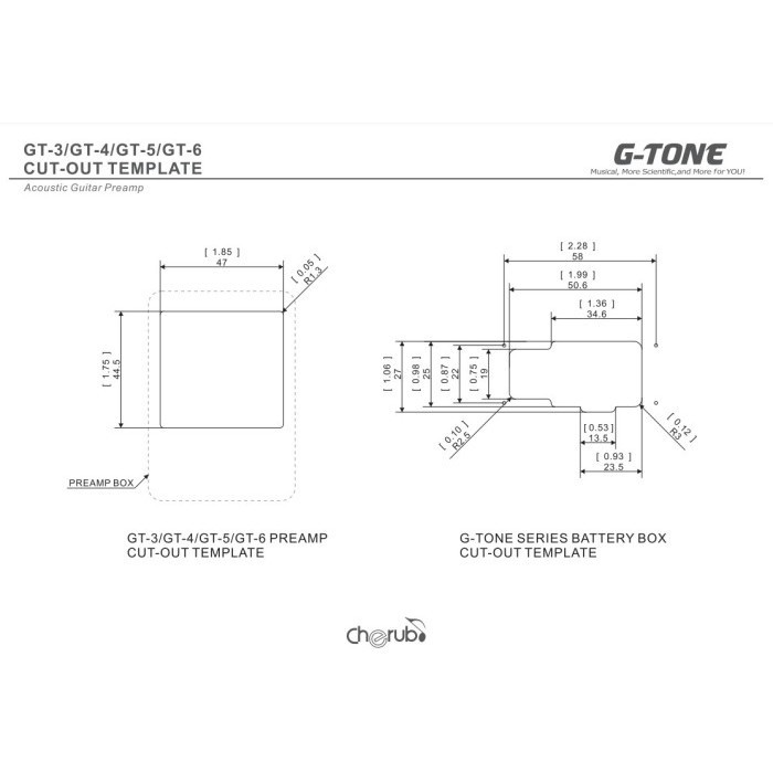Cherub Gt-6 Preamp Equalizer 3 Band Pickup Gitar Akustik Tuner Reverb