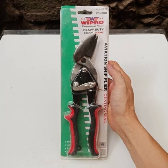 TERMURAH - Gunting baja ringan Holo Hollow Bengkok kanan Wipro Merah 10 inch