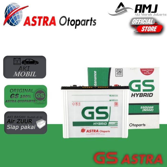 Aki Mobil Kijang Super Gs Hybrid Astra N50Z Aki Basah 12V / 60Ah Termurah Terlaris Promo