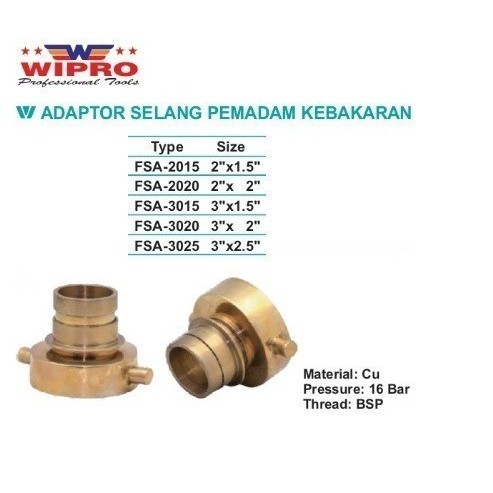 +++++] Adaptor Selang Pemadam Drat Dalam 3 In x Selang 2.5 In Wipro FSA-3025