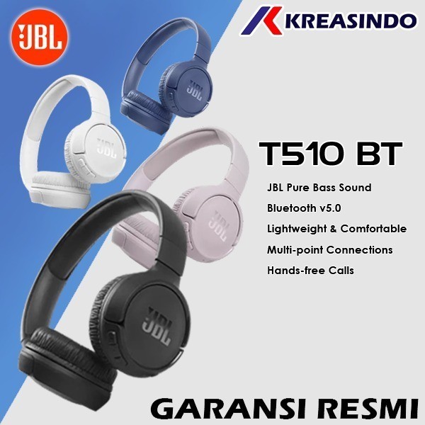 Jbl Tune 510Bt / T510 Bt / T510Bt / T 510Bt Wireless Headphone Resmi