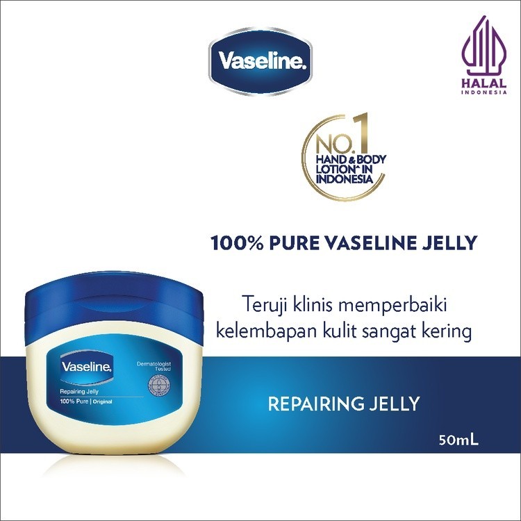 Foto Vaseline Repairing Petroleum Jelly Original Kulit Kering 100% Pure 50Ml