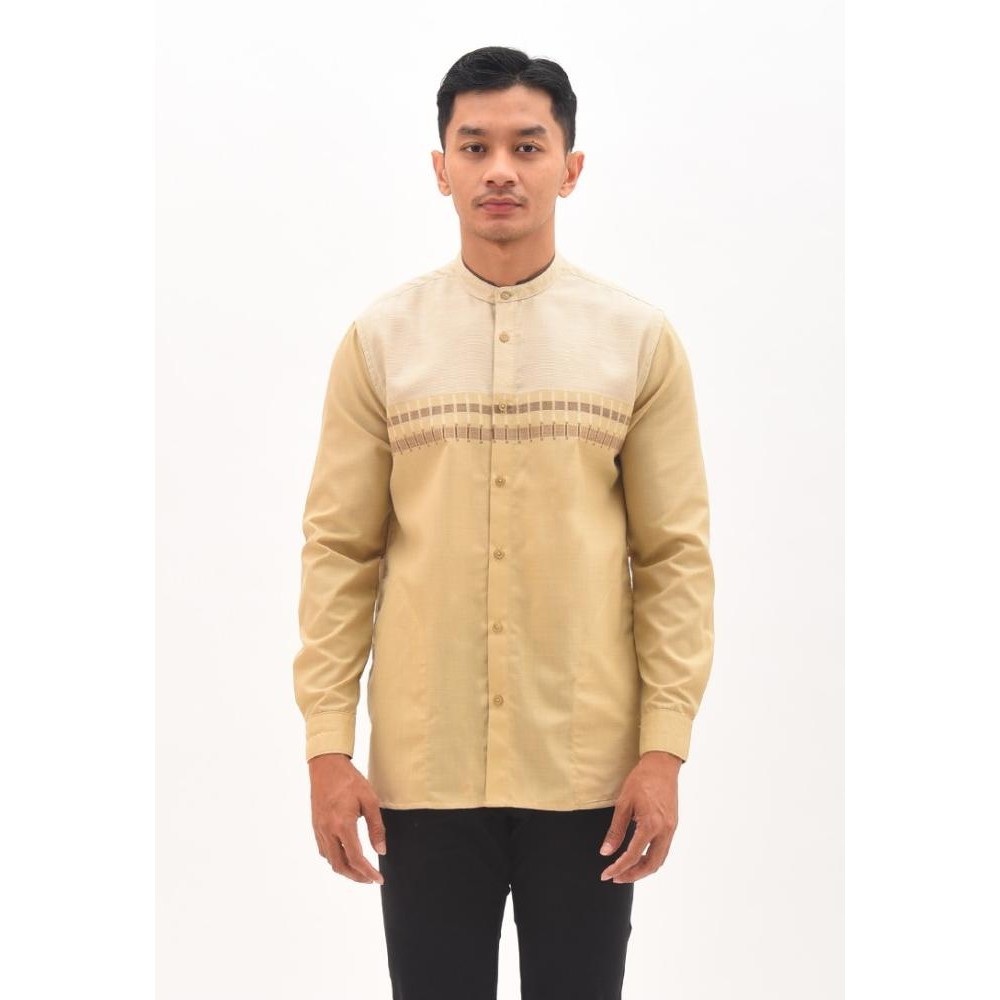 Men'S Top Kemeja Koko Lengan Panjang Pria Omaran-Khaki