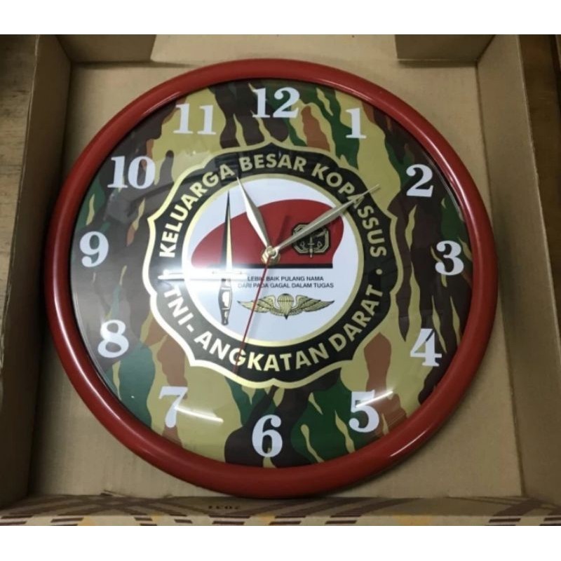JAM DINDING LOGO KELUARGA BESAR TNI-AD KOPASSUS BEST QUALITY
