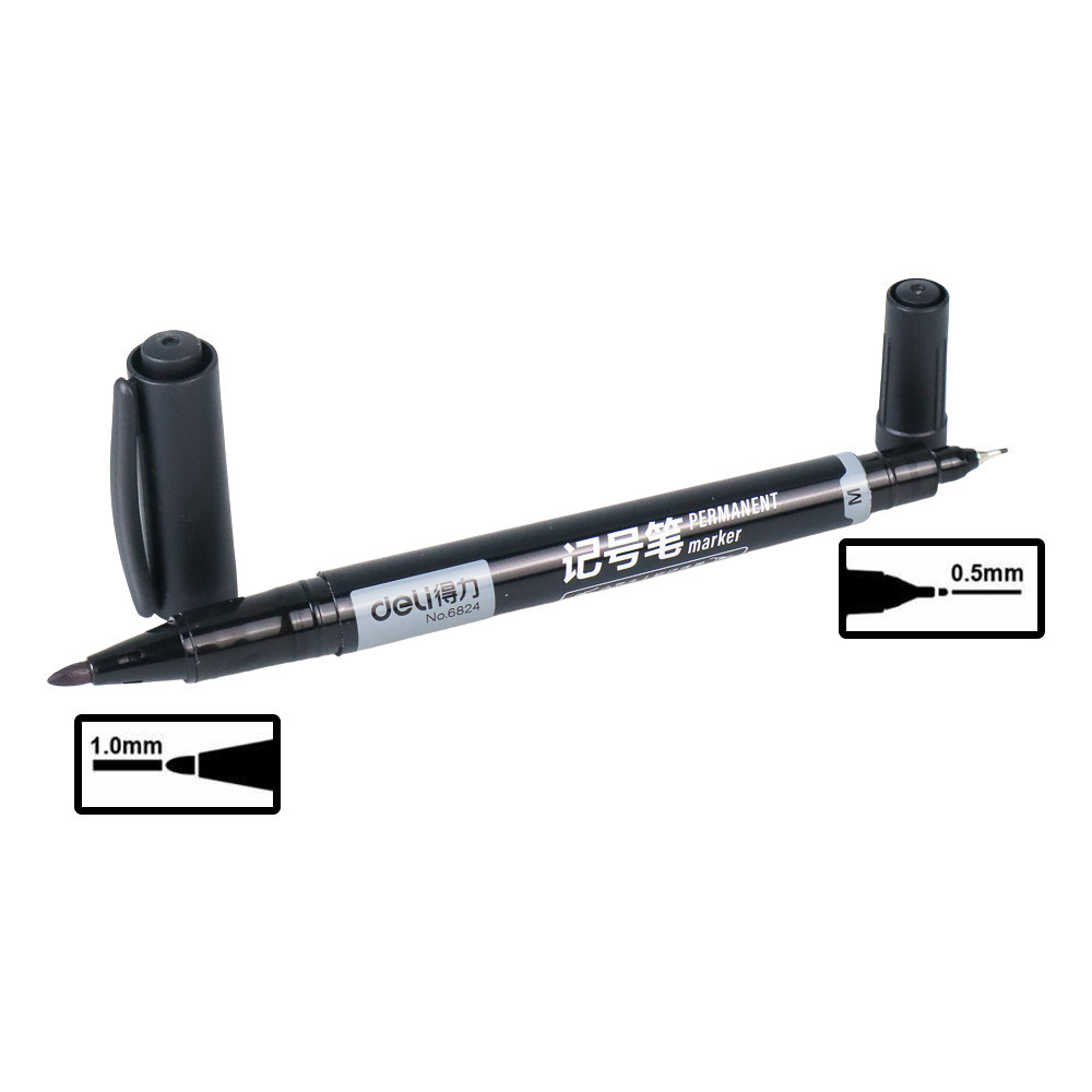 

Deli Pena Permanen Dual Head Tip Marker Pens Waterproof - 6824