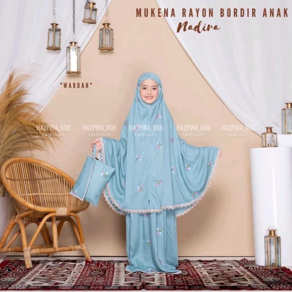 Terbaru 3.3 | Ready Stok | Mukena Anak Bali Katun Rayon Bordir Nadira Umur 3 - 15 Tahun Mukena Anak 