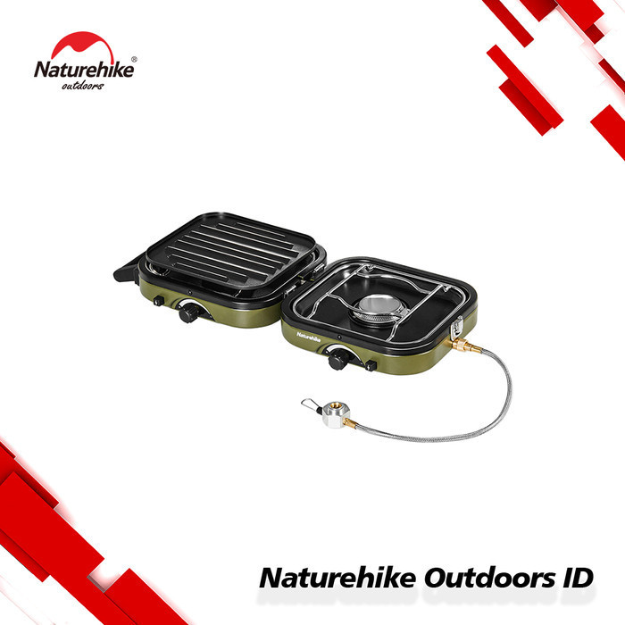 Kompor Double Burner Naturehike Nh22Rj003 Folding Camping Gas Stove