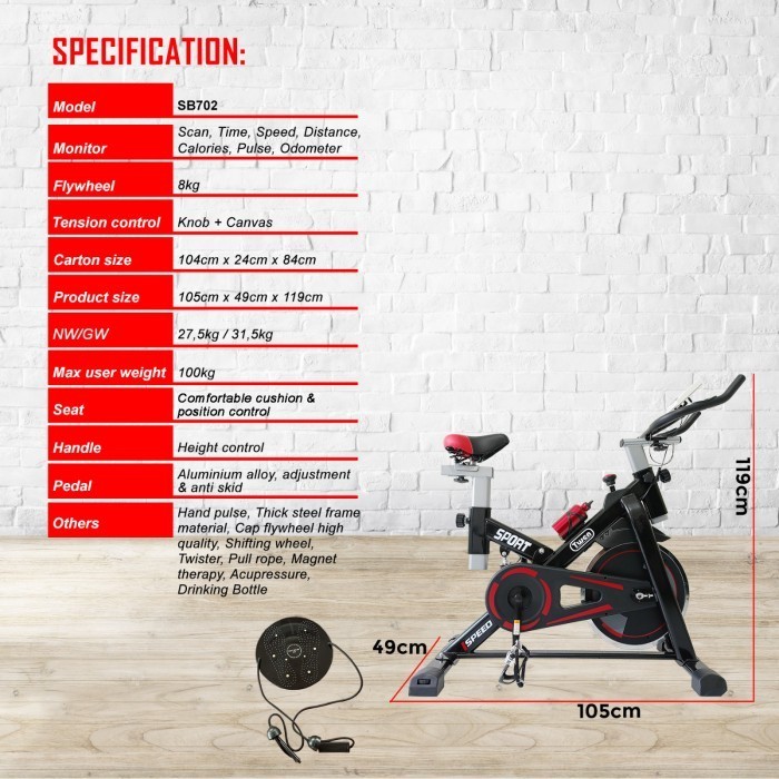 Twen Sb702 Spinning Bike Spin Bike Sepeda Statis Sepeda Kardio