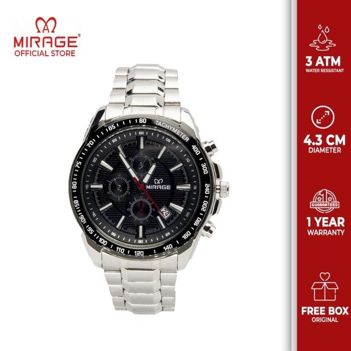 Jam Tangan Pria Mirage Original Anti Air Garansi Resmi 8305M Ph Silver