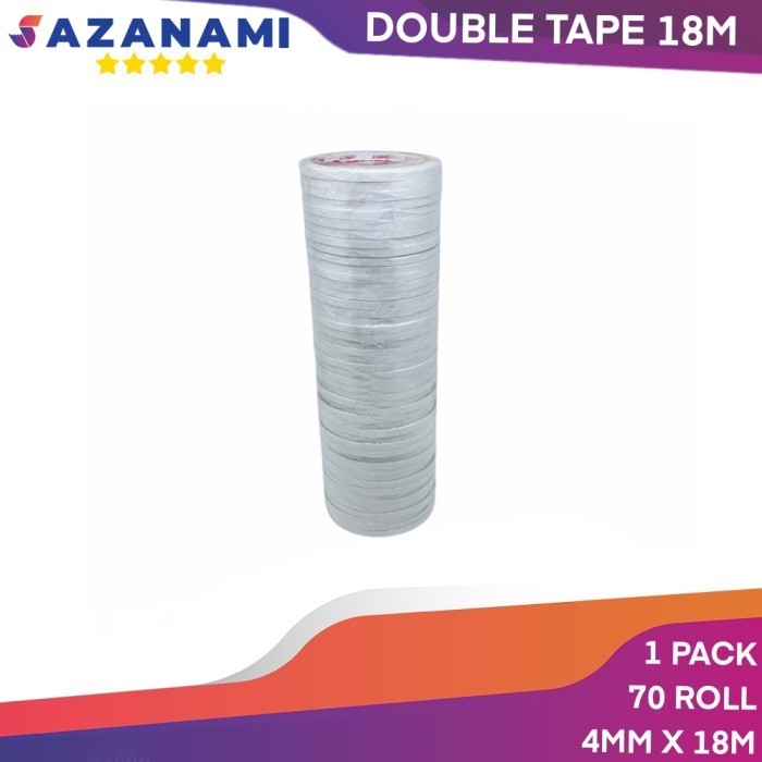 

DOUBLE TAPE 4MM X 18 METER DOUBLETAPE KERTAS PUTIH SAZANAMI ISI 70ROLL