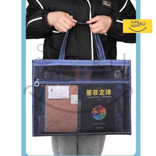 

Document Bag Zipper Mesh Map Organizer Dokumen Berkas A4 Transparan