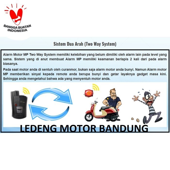 ALARM MOTOR MP TWO WAY 2 ARAH REMOTER BUNYI STATER JARAK JAUH BAGUS
