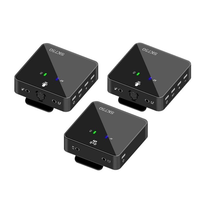 Sk750 Microphone Clip On Wireless Mic Camera Hp Dual Mikrofon