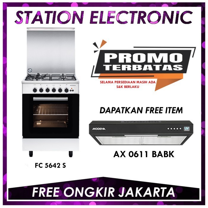 Modena Fc-5642S / Fc5642S Kompor With Oven Freestanding 4 Tungku