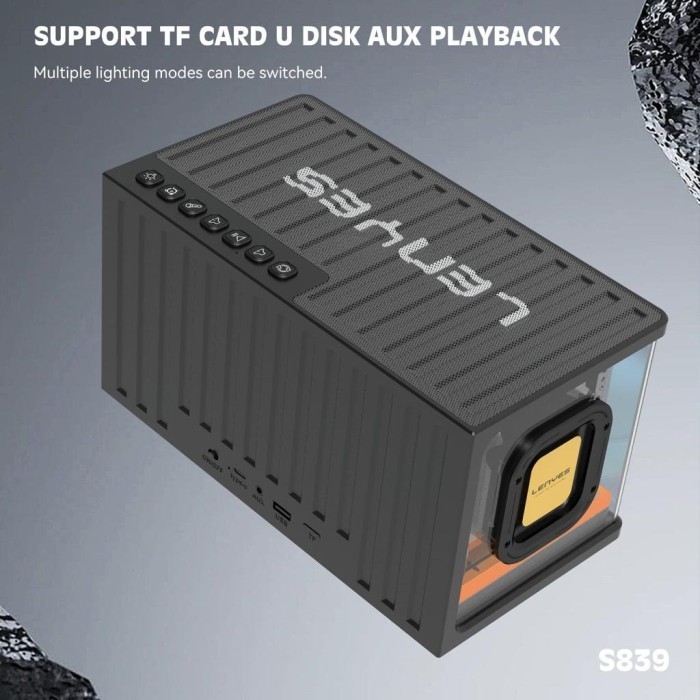 Lenyes S839 Speaker Bluetooth Transparan Rgb Light Tws Portable