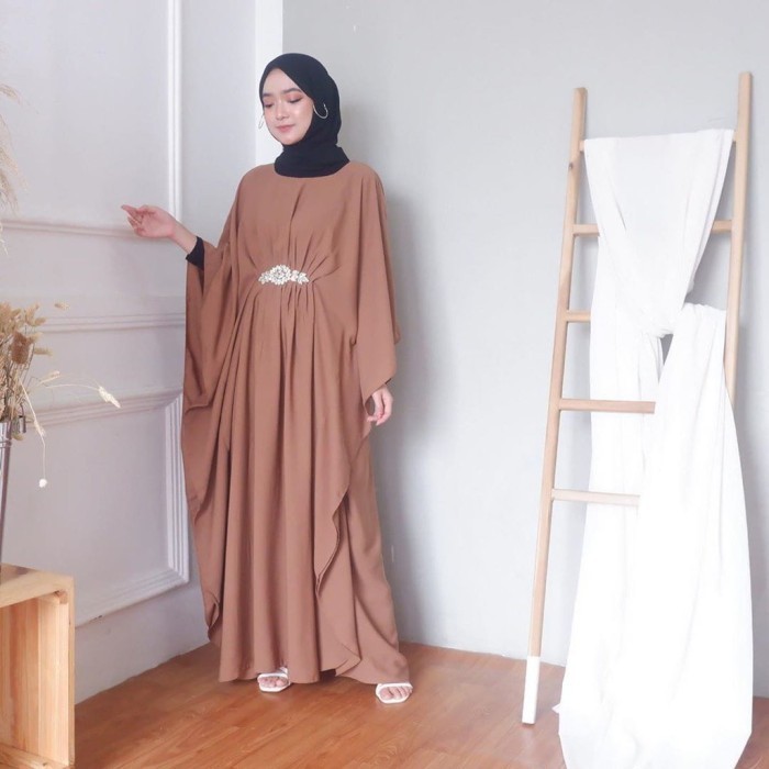 kaftan anak Gamis tiara kaftan gamis terbaru Tunik tunik wanita remaja baju 2022 K - Brown VIRAL