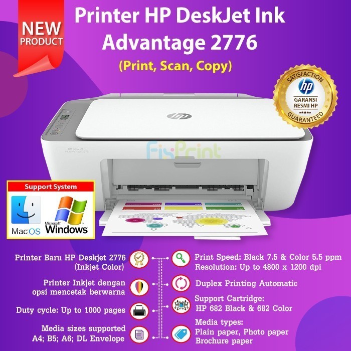 Printer Hp Deskjet Ink Advantage 2676 Print Scan Copy Wifi Wireless A4