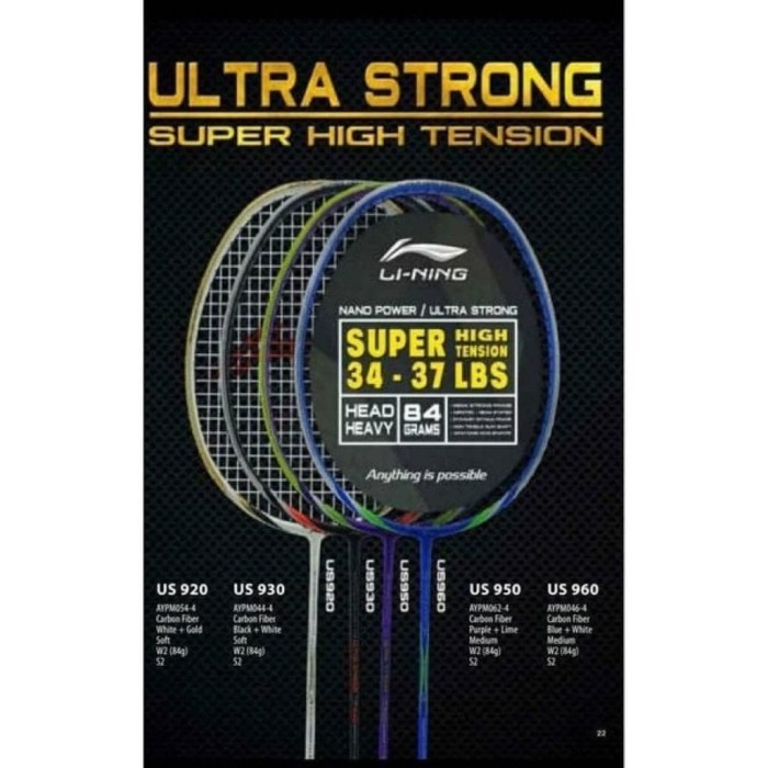 LINING ULTRA STRONG US US 920 930 950 968 RAKET BADMINTON ORIGINAL