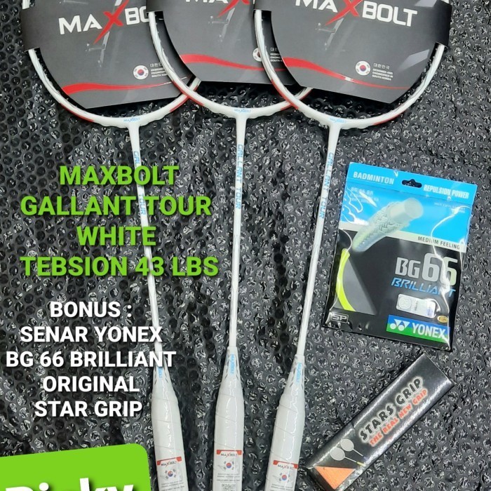 RAKET BADMINTON MAXBOLT GALLANT TOUR WHITE - TENSION 43 LBS - ORIGINAL
