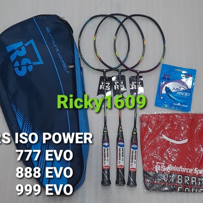 RAKET BADMINTON RS - ISO POWER 777 EVO - 888 EVO - 999 EVO - ORIGINAL